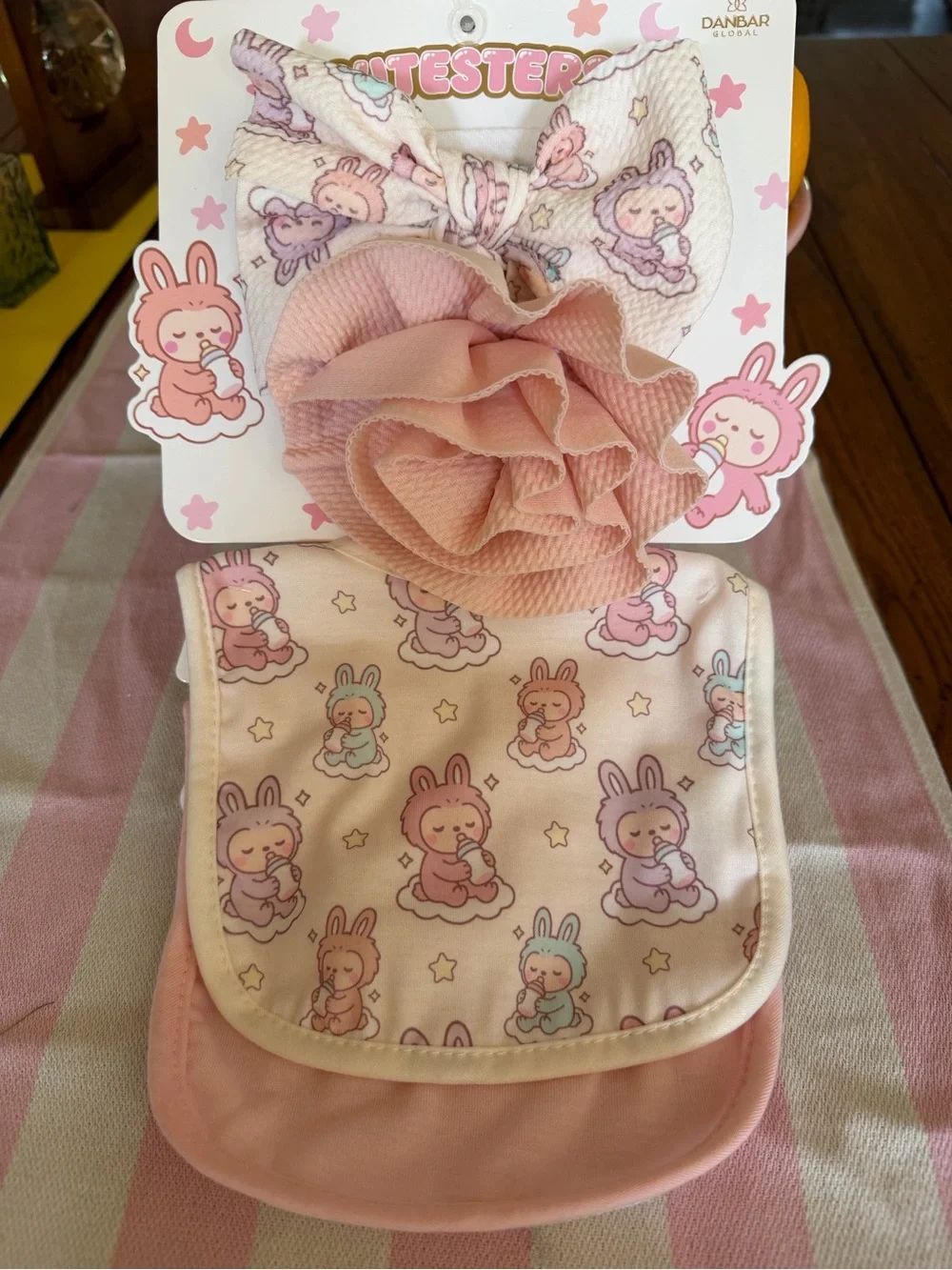Pink Baby Bib & Headband Set